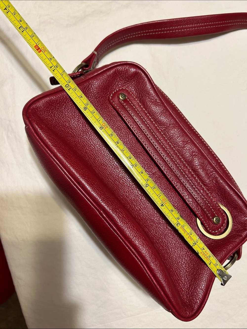 Cole Haan Red Leather Shoulder Bag with Gold Accents - Picture 7 of 11